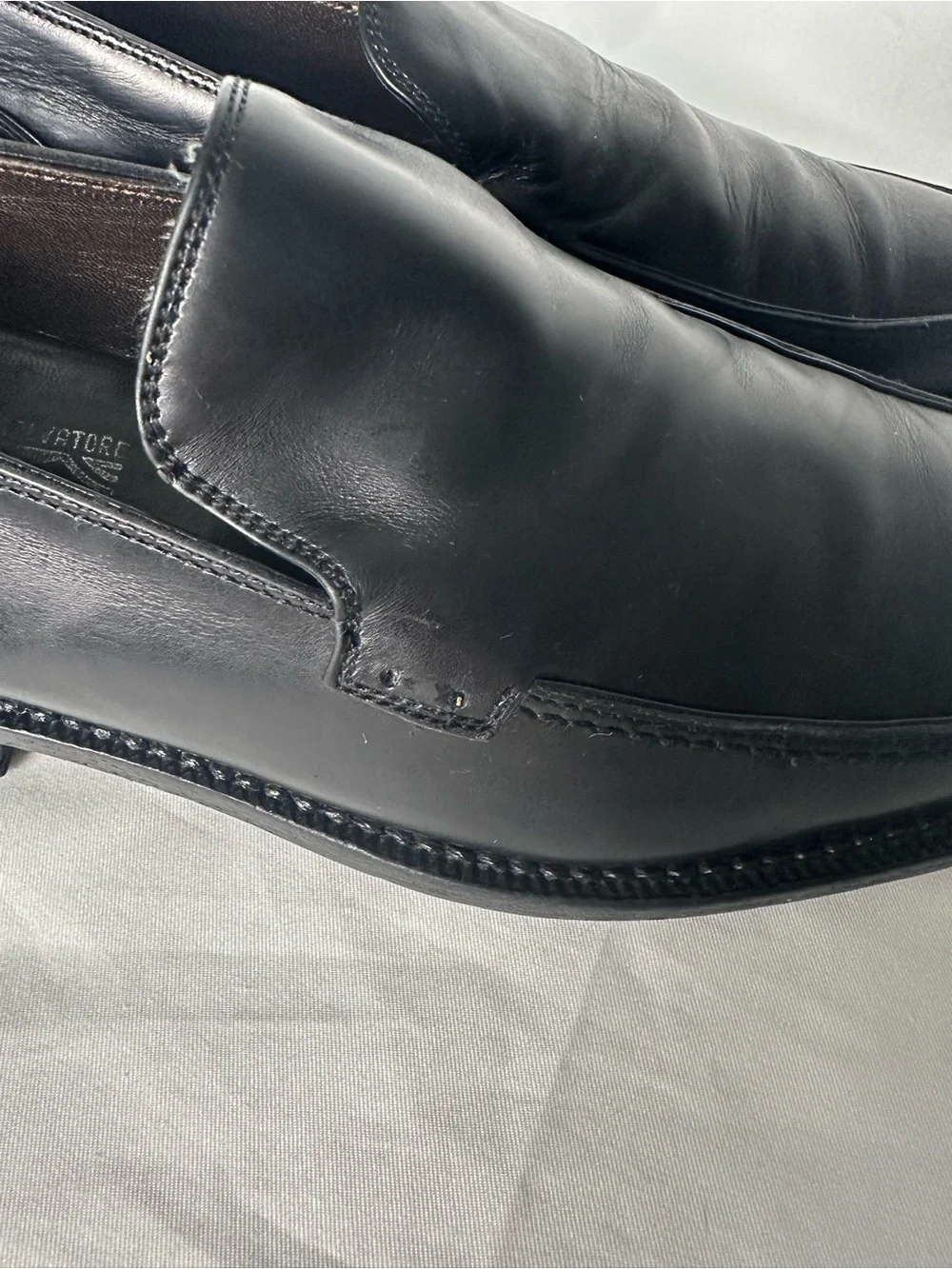 Salvatore Ferragamo Men’s Black Leather Loafers Slip-On Shoes Size 6.5